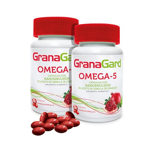 Duo Pack GranaGard Omega 5 60 cáps. con Nanotecnología. Cápsulas de aceite de semilla de granada. Antioxidante natural potenciado por la nanotecnología. (2...