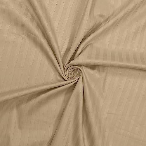Image of Divine Casa Cotton King Size Bedsheet 210 TC Italian Stripe | Soft Skin Friendly Breathable Bed Sheet with 2 Pillow Covers | Premium Stripe Bedding Set | 275 x 275 cm (Biege, Striped)