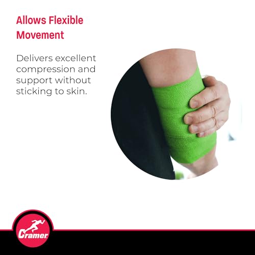 Image of Cramer Eco-Flex Self-Stick Stretch Tape, Neon Green, 2 inch x 5 yd, Cohesive Athletic Bandage Wrap, Athletic Trainer Flexible Sports Tape, Easy Tear Vet Wrap for Pets, Self Adhesive Bandage Roll, 5 Yards