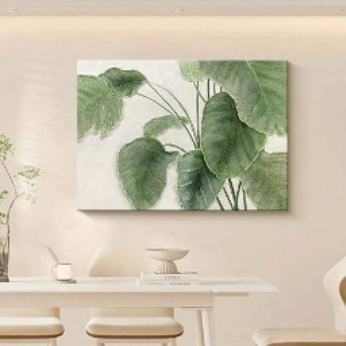 Feuille de lotus verte affiche sur toile de decoration 30x45cm