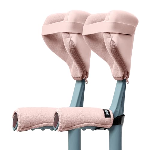 SPRING SEAON krücken griffpolster Pads für Gehstützen 4er-Set Unterarmgehstützen-Polster für offene Manschette rutschfeste Handgriff-Bezüge mit verstellbaren Klettgurten atmungsaktiv & waschbar