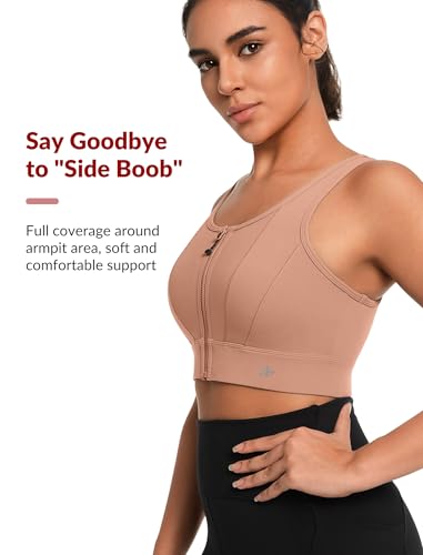 Image of Yvette Front Closure High Impact Sports Bra for Women | Cup Sizes A to DDD Up to 5XL, Sewn in Pads, No Underwire, Breathable Fabric Moisture-Wicking, Easy on and off, Full Coverage