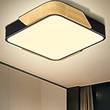 【Innovatives Design】Das Äußere der deckenleuchte küche moderne led mit eichenkanten verziert. Der holz deckenlampe led-lampenkörper besteht aus eisen mit eichendekorationsrahmen, klarer holzmaserung, modischen elementen, korrosionsschutz und insektenschutz