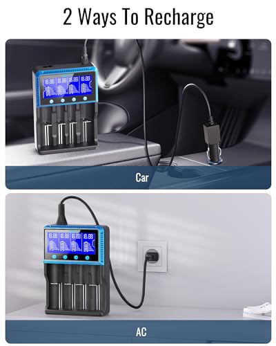 Cargador de batería 18650 LCD con cuatro compartimentos de carga rápida 5