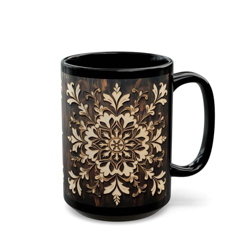 Scandinavian Folk Art Mug Wooden Print...