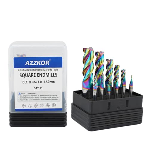Image of Carbide Square End Mill HRC60 Double Edge 3 Flute DLC Coating Tungsten Steel for Aluminum Wood Endmills HRC60 1.0-12.0 Series