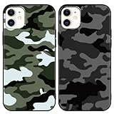 Yomjew 2 Pack Army Green Black Camo Phone Case for iPhone 11 6.1 inches, Cool Durable Pattern Flag Anti-Scratch Soft Slim Flexible Protective Shockproof TPU Funda Cover for Men Boys