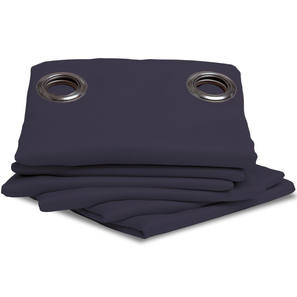Moondream ThermActiv® Rideau Thermique Hiver+Été 2en1 | Isolant Anti-Chaleur et Anti-Froid | Occultant | Technologie Brevetée | Fabrication UE | Oeillets | Bleu MC412 | 140L x 260H cm