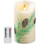 QQFCTOO Embossed Pinecone Flameless LED Candle-Realistic Flickering Flame-Battery-Operated Candle...