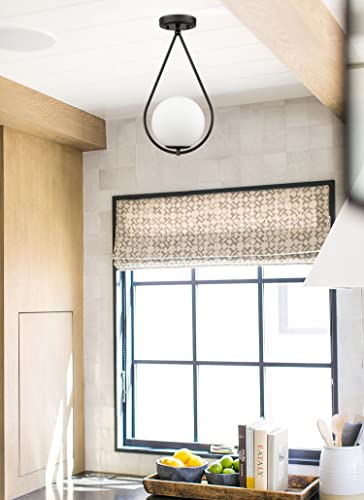 Jeenkae Modern Hallway Light Fixtures Ceiling Globe Semi Flush Mount Black Ceiling Fixture Opal Glass #TOP5