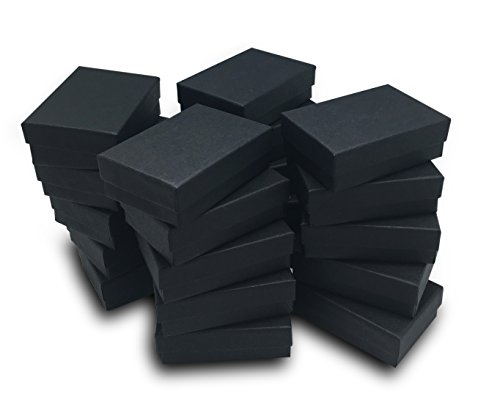Thedisplayguys 25-Pack #32 Cotton Filled Cardboard Paper Jewelry Box Gift Case - Matte Black (3 1/4" X 2 1/4" X 1") #TOP4