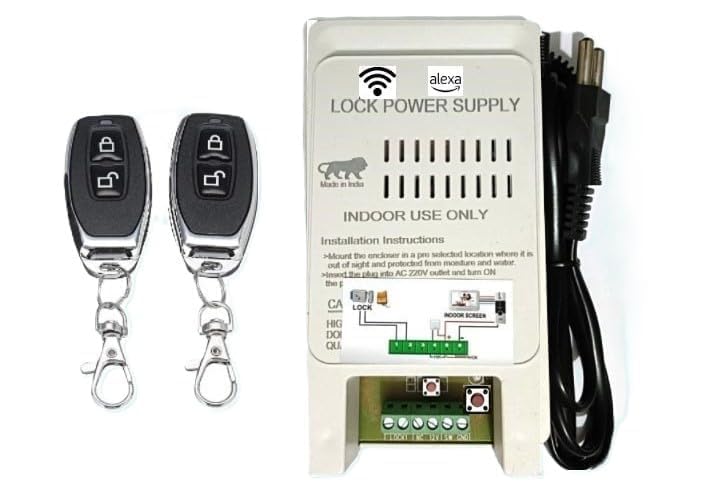 Image of Metal Electronic Door Lock with WiFi Controller Main Gate Lock with 2 remotes | Heavy Duty Lock | Suitable for SS Steel MS Aluminium Wooden Gates | Mobile App Remote Key Based