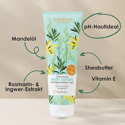 Jean & Len Erfrischende Bodylotion Rosmarin und Ingwer für die Hautpflege
