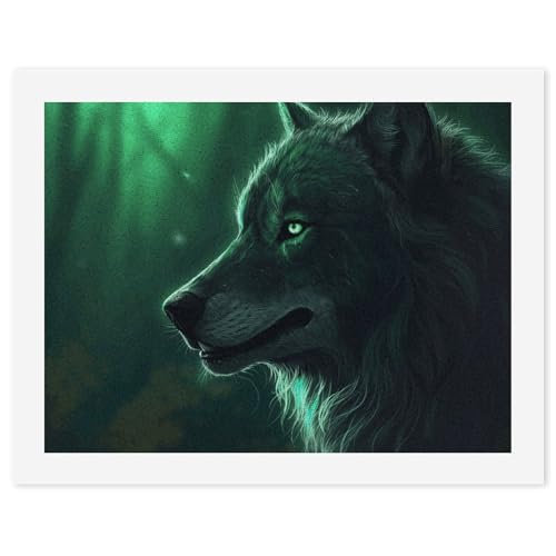 Kit peinture par numéros loup anti stress pour débutant sur toile