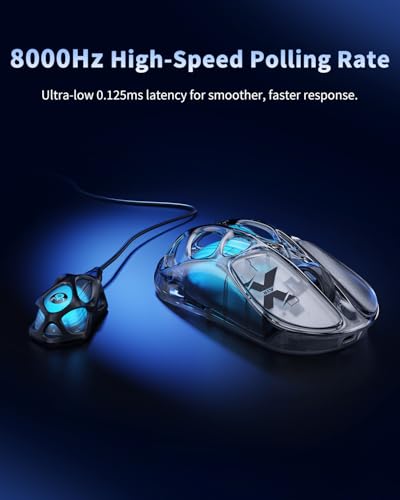 Image of GravaStar X AIR Wireless Gaming Mouse, Futuristic Skeleton Design, True 8K Performance, PAW3950 Sensor, RGB Lighting, 56g Lightweight, Tri-Mode Connectivity