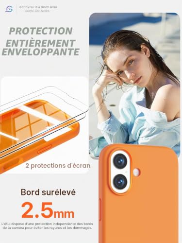 Coque iPhone 17 Silicone Liquide Haute Résistance Finition Orange Mate - 5