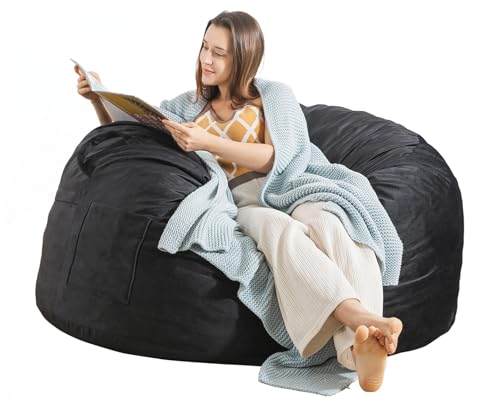 EDUJIN Bean Bag Chair, Memory Foam Bean Bag Chairs for Adults, Soft Velvet Cover, Stylish Beanbag...