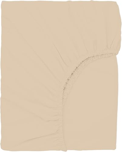 Miniatura 2 de Minor Monkey - 1000 hilos 100% algodón egipcio de fibra larga, color arena, 1 pieza, sábana bajera individual que se adapta a un bolsillo de hasta