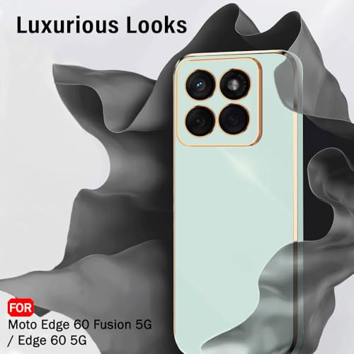 Image of TheGiftKart Luxurious Golden-Plated Back Cover Case for Motorola Moto Edge 60 Fusion 5G / Edge 60 5G | Raised Lips for Camera & Screen Protection | Shockproof Design | Stylish Back Cover (TPU, Green)