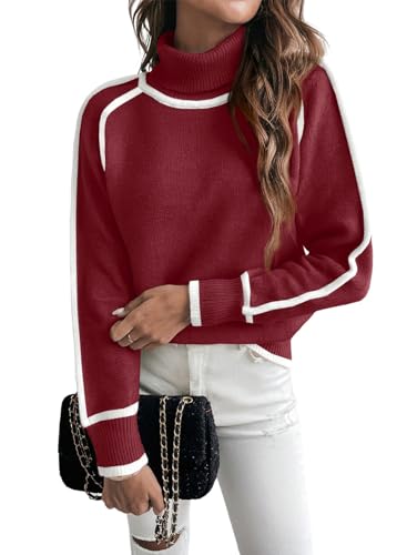 EVALESS Fall Sweaters for Women Trendy 2025 Cute Cozy Turtleneck