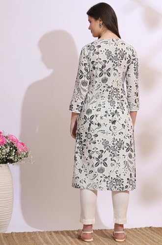 Image of W for Woman Pink Bold Geometric Printed Pure Cotton Straight Kurta