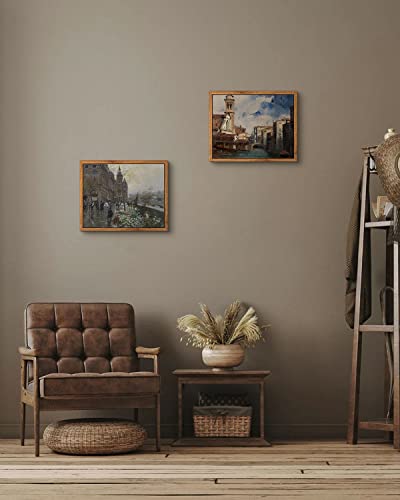 Arpeotcy Vintage Framed Canvas Print Wall Art, Vintage French Cityscape Country Wall Art, Natural Scenery Wall Decor For Living Room, Office, 8"X10" (The Church Of San Trovaso, Venice) #TOP1