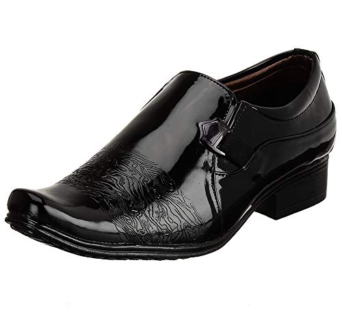 Premium Class Designer Brogues Jet Black Slip-On Patent Leatherette Party Formal Shoes