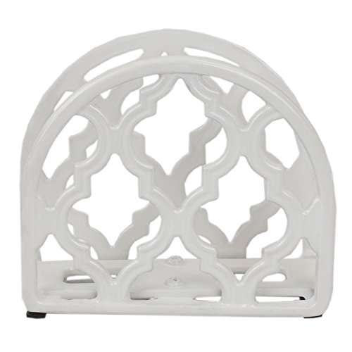 Lattice Collection Cast Iron Napkin Holder, By Home Basics (White) / Napkin Holders For Kitchen, Table Napkin Holder With Non-Skid Feet #TOP1