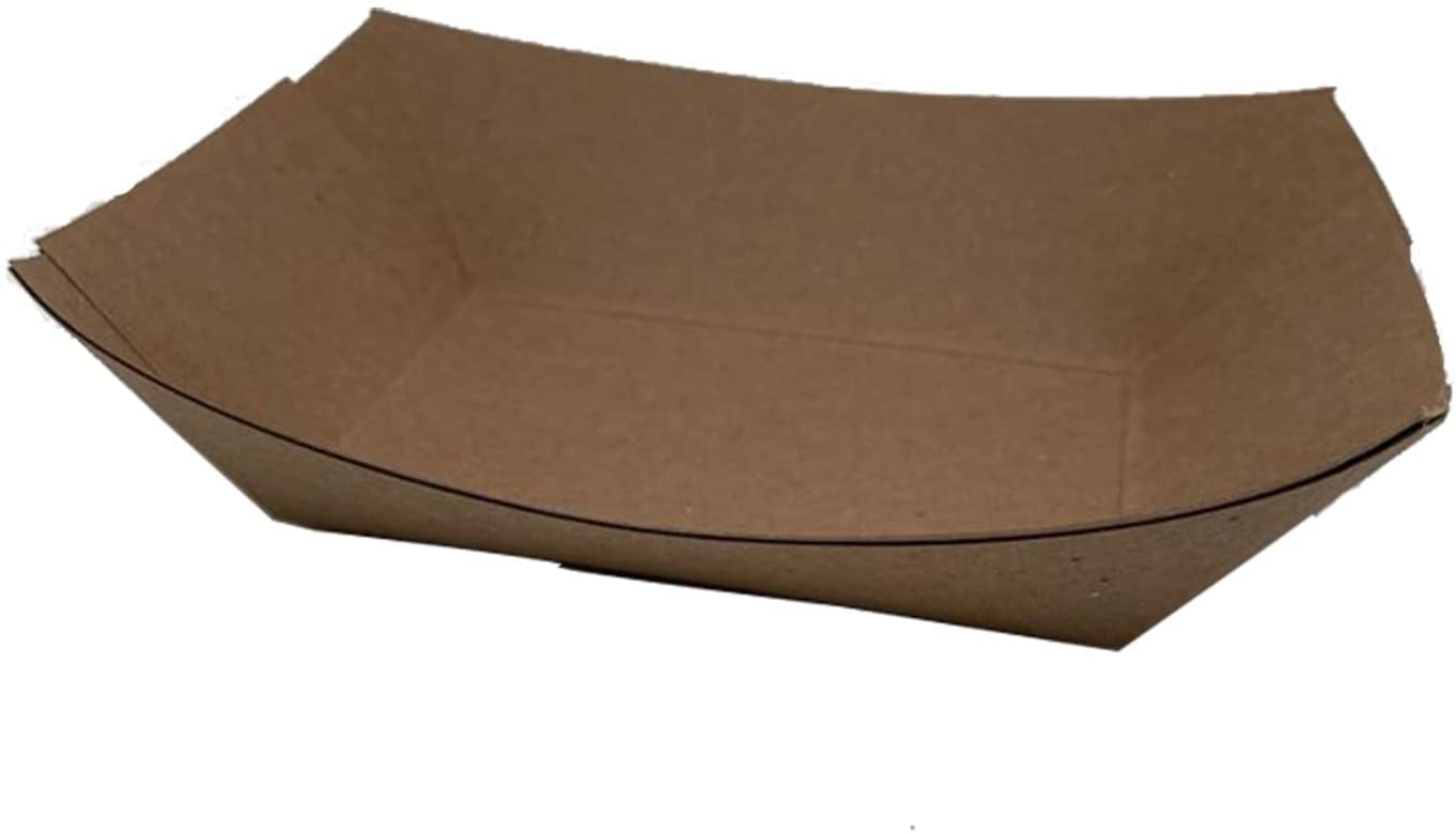 Disposable Paper Food Trays - Recyclable Kraft, Biodegradable - Picnics, Carnivals, Camping - Holds Hot & Cold Food (Pack of 100)