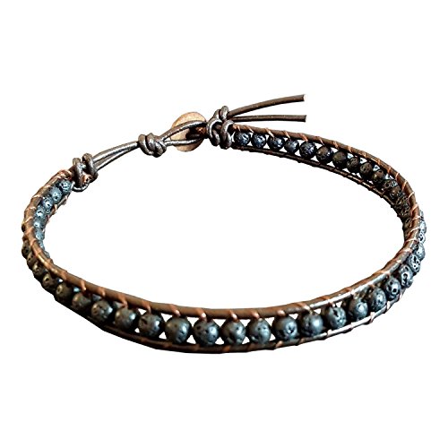 Infinityee888 Lava Bead Anklet Bracelet 10 Inches Woven Leather Handmade Men Women Anklet