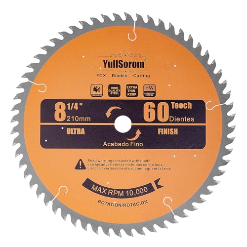 Image of 8-1 /4-Inch Circular Saw Blade 60 Tooth Fine-Finish TCT Carbide-Tipped Table Saw Blade with 5 /8 inch Arbor for Wood Cutting