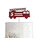 Fire Truck 5th Birthday Cake Topper, Red Glitter Firefighter Fireman 5 Years Birthday Party Decoration