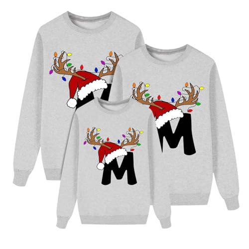 Sudaderas Navidad Familia Jersey Punto para Hombre Mujer Y Niños Jersey Navideñas Familiares Jerseys de Navidad para Parejas para el Invierno Sudadera Navideña Gris Familiar Mujer