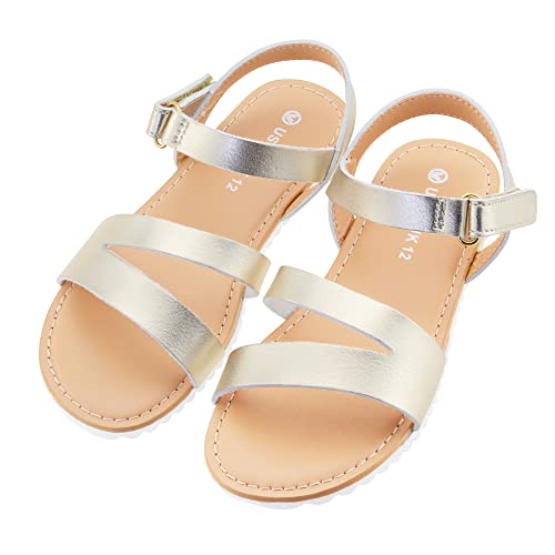 Fibure Girls Sandals Open Toe  Strappy Summer Shoes Dress Sandals For Girls Silver Size 2 #TOP22