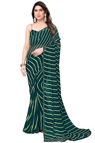 Image of MIRCHI FASHION Women Saree Georgette Traditional Bandhani | Ethnic Printed Sari for Social Gatherings with Unstitched Blouse Piece