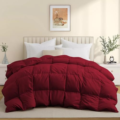 Image of PURE ECO 600 GSM Down Alternative Comforter for Single Size (60 inchX90 inch) - 600 GSM Heavy Winter Comforter /Rajai /Duvet /Blanket Microfiber Super Soft Fluffy for Winter Single Size - Burgundy Color