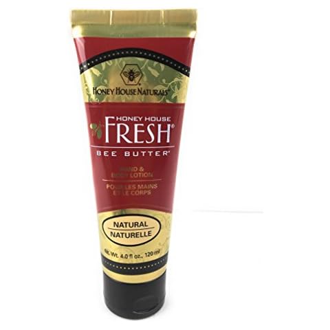 Honey House Naturals Bee Butter Cream – 4 Ounce Tube – All Natural Ultra Moisturizing Bee Butter Enhanced with Royal Jelly and Essential Oils – Made in USA (Natural) Cover