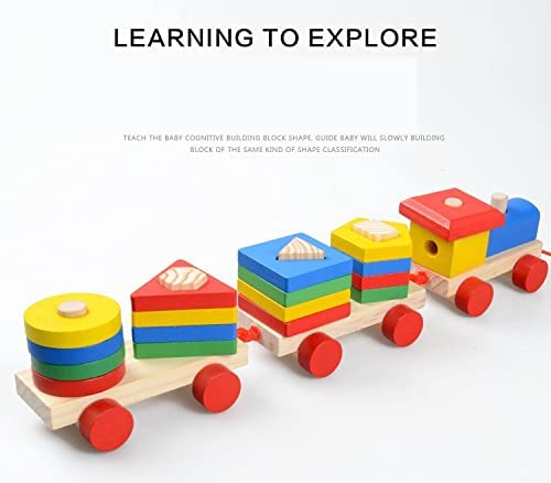 Smoneo Wooden Geometric Shape Stacking and Sorting Block Puzzle Train Toy for Kids - Early Learning Educational Gift for 3 Year+ Boys & Girls 2