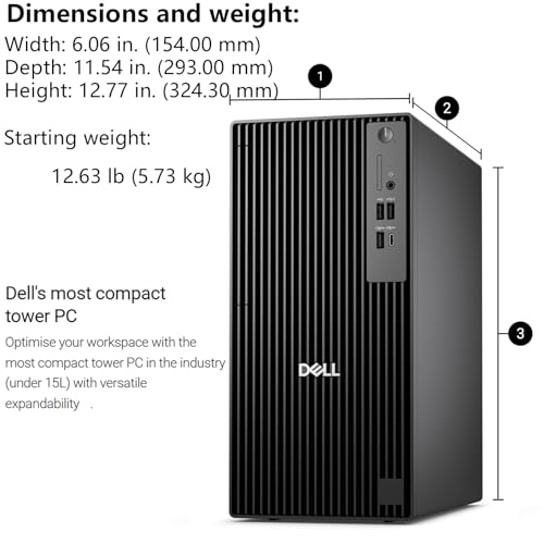 Image of Dell Pro Tower Plus QBT1250 Business Desktop, Intel Core Ultra 5-235, 16GB DDR5 RAM, 512GB PCIe SSD, DVDRW, 3x4K DP, Copilot AI Assistant, TPM 2.0, 2X Type-C,Windows 11 Pro for Workstation