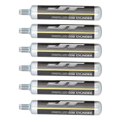JT Paintball 90G Prefilled CO2 Cylinders - 6 Pack - Easy-to-Use, Long-Lasting Power for Paintball Markers, Airguns, and Airbows by JT - Used condition - US$51.63