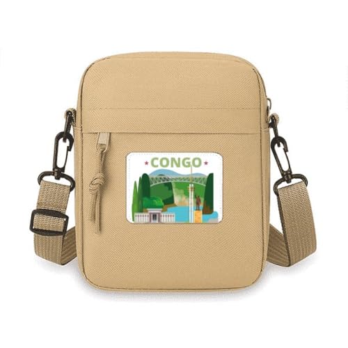 Sac à bandoulière Congo avec statue de ville pochette téléphone portable