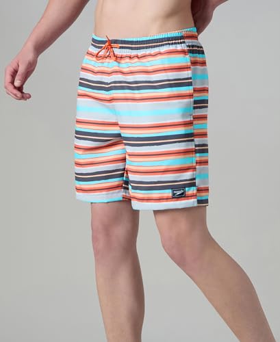 Image of Speedo Men's 4 Way Flex Essential Printed Watershorts with Side Pockets | Water Repellent | Internal Drawcord | Wide Waistband Swimming Trunks