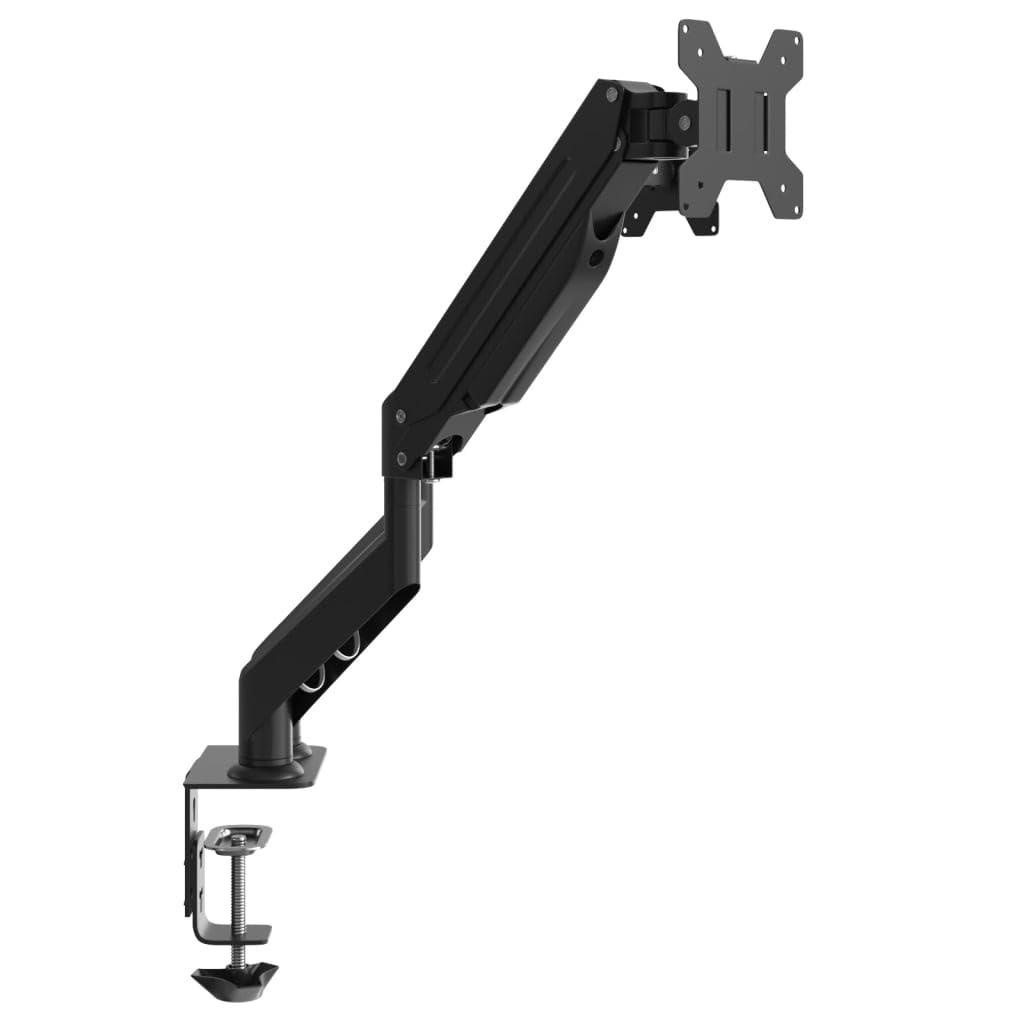 Braccio doppio monitor per schermi da 27 pollici con molla a gas, regolabile in altezza, orientabile, inclinabile, girevole, estensibile, universale, compatibile con VESA, supporto stabile in