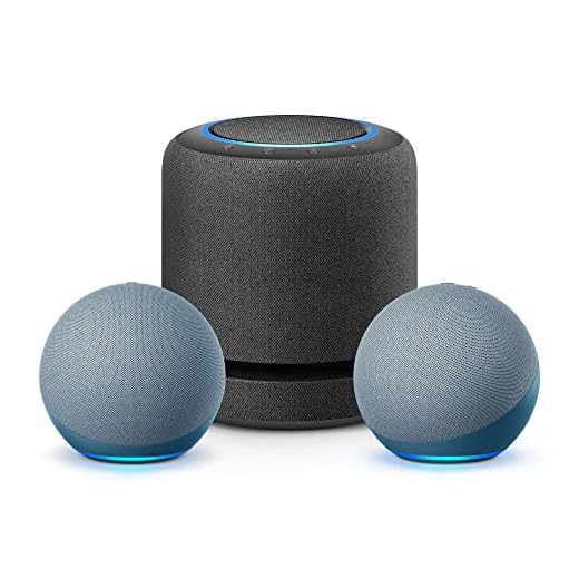Echo Home Entertainment Bundle | Echo Studio + 2 Echo (4th Gen), Twlight Blue