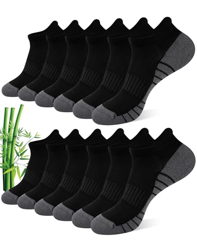 Vertkser Ankle Socks for Men, Bamboo Rayon Socks with Arch Support for Running Athletic Cushioned Moisture Wicking Hiking Gym