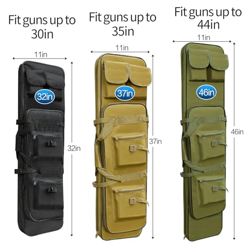 RUBY.Q 32\"/37\"/46\" Rifle Bag, Black/Khaki/Green Tactical Long Rifle Backpack, Portable Shotgun Case for Firearm Storage and Transportation, Suitable for Outdoor Hunting Shooting (46\" Black)