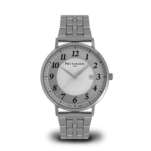 NIVADA SWISS Reloj para Hombre Extensible Acero Carátula Plateada Números Arábigos