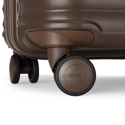 Image of American Tourister Travix | Check-in Trolley Bag (67 cm) | 360 8 Wheel Travel Luggage | Hard Case Polycarbonate Suitcase | Recessed Combination Lock | Coffee