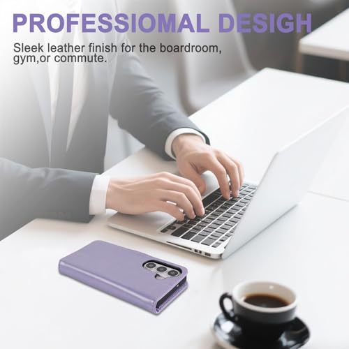 Funda Samsung S26 Plus carcasa tipo libro lavanda 5G con tarjetero protector RFID 7
