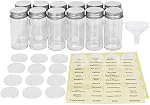 Simple Houseware Spice Jars 12 Pack-3oz Bouteilles rondes en verre avec étiquettes 3 Ounce, avec shaker Lids, entonnoir et étiquettes pour l'assaisonnement & Stockage